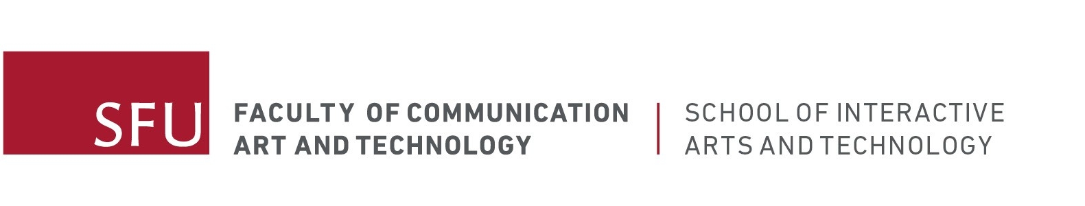 logo of SFU and text of the Faculty of Communication, Art, and Technology and School of Interactive Arts and Technology 