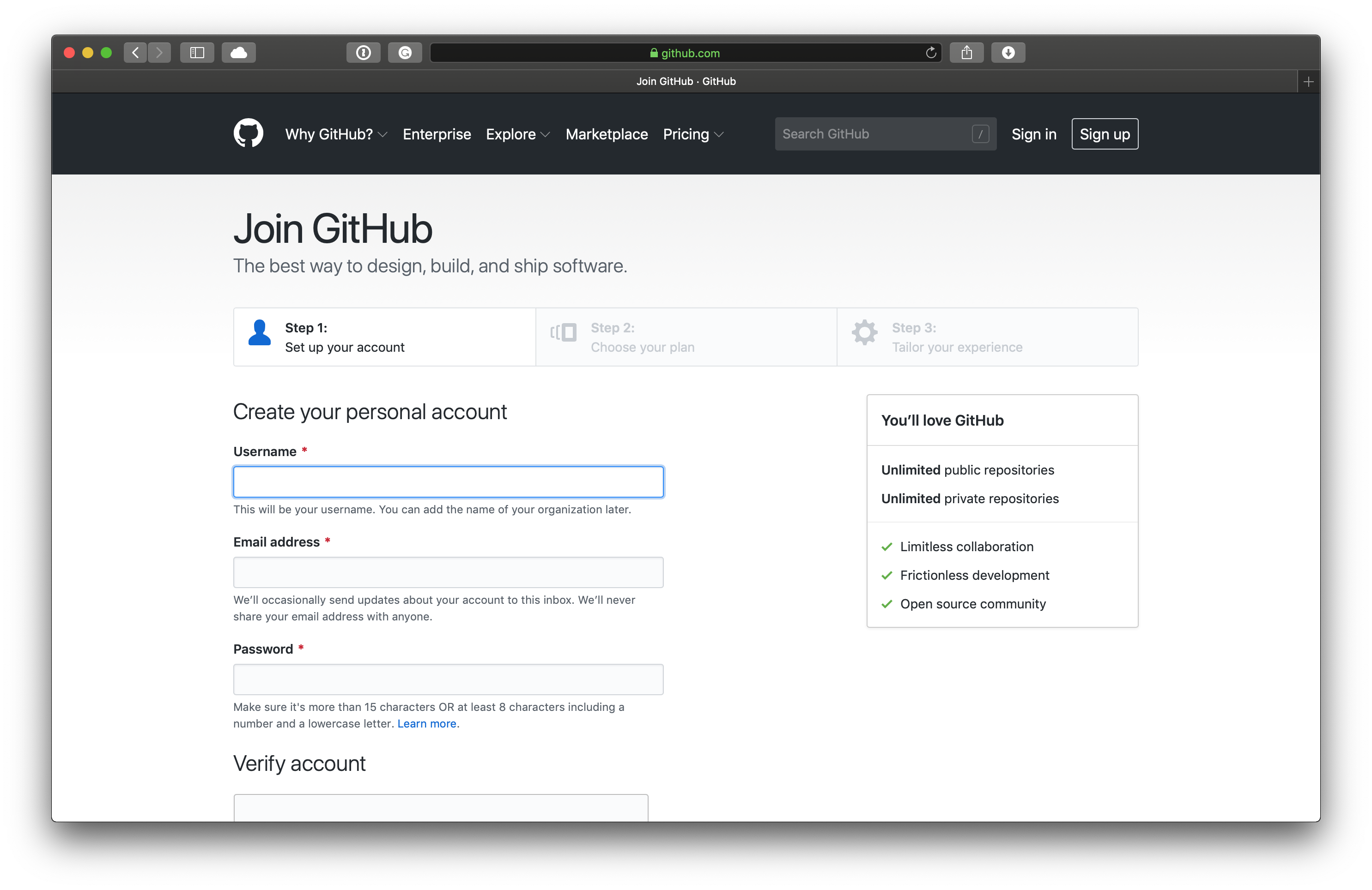 GitHub Signup